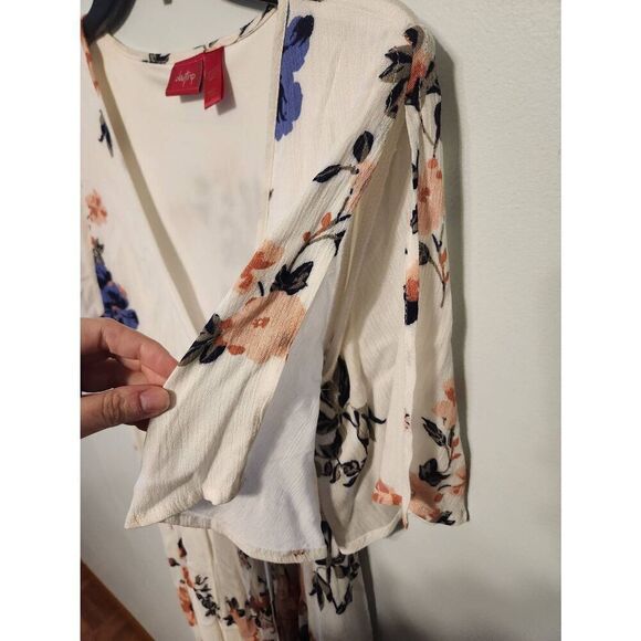 Daytrip Size S Chambray Cabernet Floral Hi- Low Wrap Dress - Picture 5 of 7